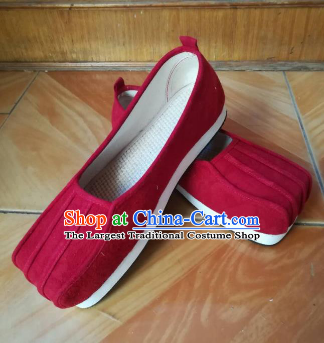 Chinese Ancient Taoist Red Hanfu Shoes Traditional Song Dynasty Scholar Shoes for Men