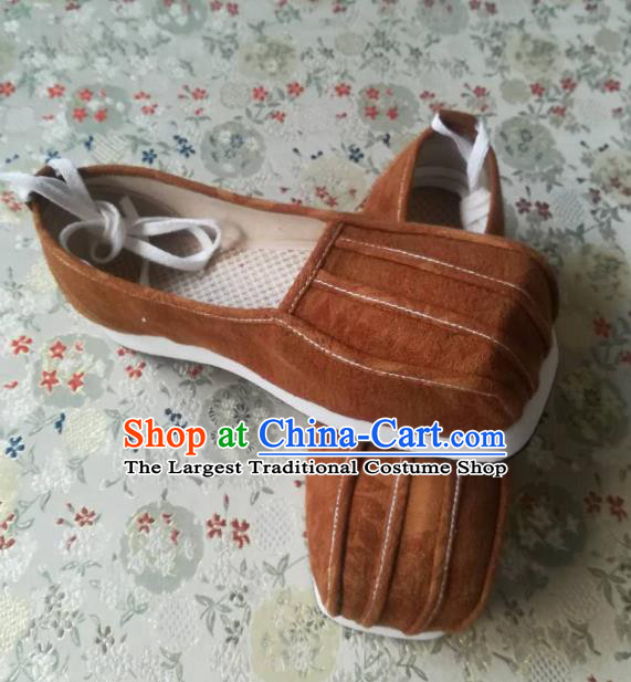 Chinese Ancient Taoist Hanfu Shoes Traditional Song Dynasty Scholar Shoes Ginger Cloth for Men