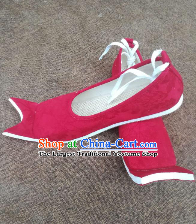 China Ancient Women Red Cloth Shoes Traditional Han Dynasty Princess Shoes Handmade Wedding Hanfu Shoes