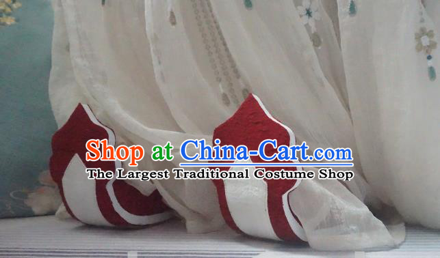 China Handmade Hanfu Shoes Traditional Ancient Tang Dynasty Princess Shoes Wedding Red Cloth Shoes