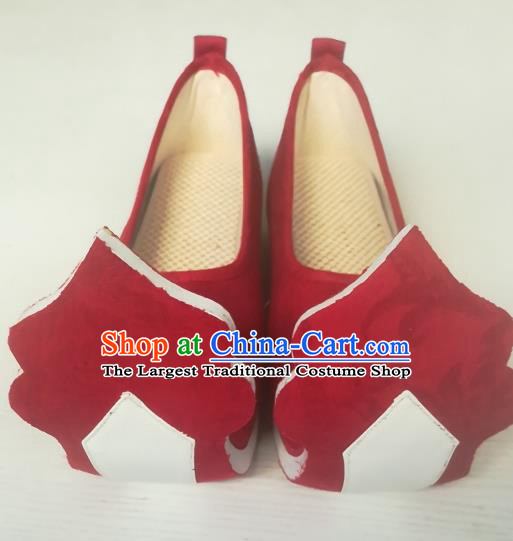 China Handmade Hanfu Shoes Traditional Ancient Tang Dynasty Princess Shoes Wedding Red Cloth Shoes