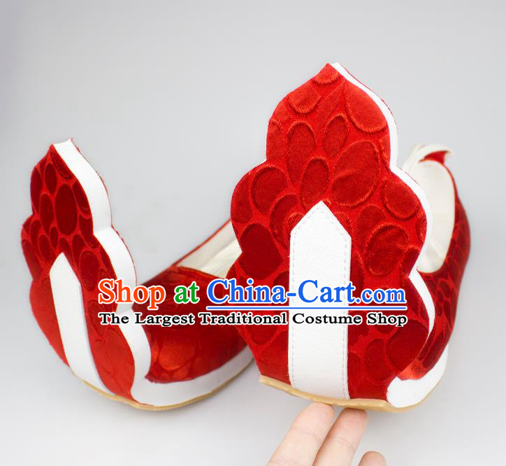 China Women Wedding Shoes Classical Red Brocade Shoes Traditional Song Dynasty Hanfu Shoes