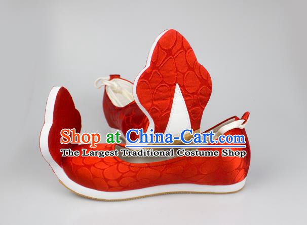 China Handmade Red Brocade Shoes Classical Wedding Shoes Traditional Tang Dynasty Princess Shoes