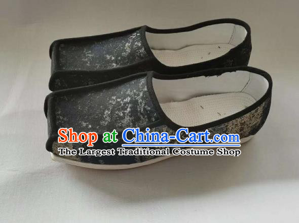 Chinese Handmade Black Satin Shoes Ancient Official Hanfu Shoes Traditional Song Dynasty Shoes
