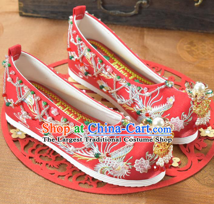 China Wedding Shoes Women Shoes National Embroidered Red Cloth Shoes Traditional Hanfu Shoes