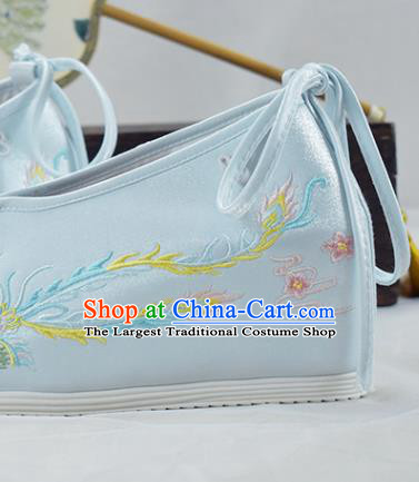 China Light Blue Cloth Shoes Traditional Princess Shoes Women Hanfu Shoes National Embroidered Shoes