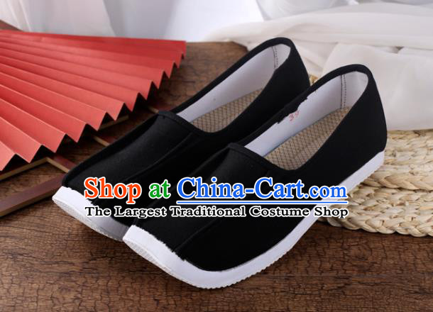 Chinese Traditional Song Dynasty Taoist Shoes Ancient Scholar Shoes Handmade Black Cloth Shoes