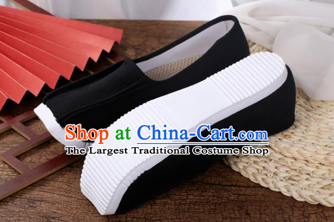 Chinese Traditional Song Dynasty Taoist Shoes Ancient Scholar Shoes Handmade Black Cloth Shoes