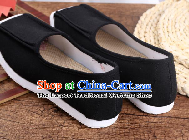 Chinese Traditional Song Dynasty Taoist Shoes Ancient Scholar Shoes Handmade Black Cloth Shoes