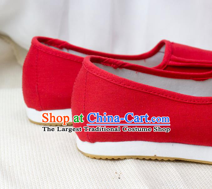 Chinese Ancient Scholar Shoes Handmade Red Cloth Shoes Traditional Song Dynasty Taoist Shoes