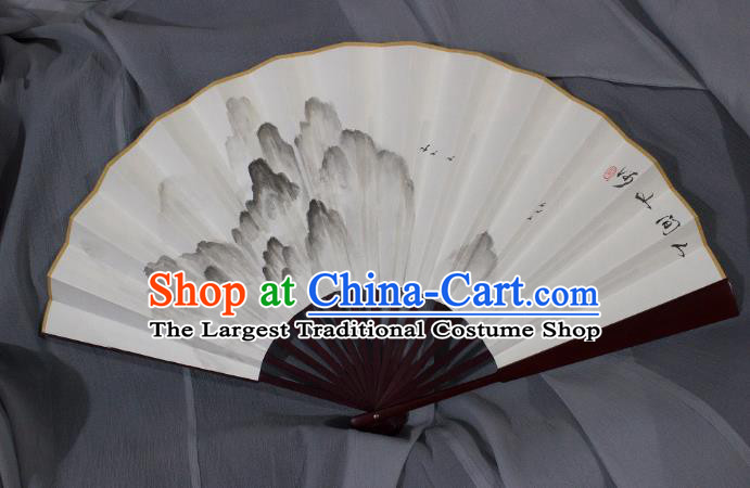 China Handmade Ink Painting Landscape Accordion Traditional Folding Fan Classical Silk Fan