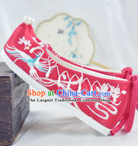 China Women Xiu He Embroidered Shoes National Shoes Traditional Wedding Red Cloth Shoes