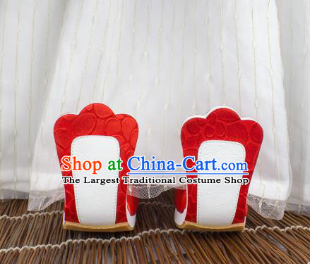 China Handmade Wedding Shoes Classical Red Brocade Shoes Traditional Tang Dynasty Princess Shoes