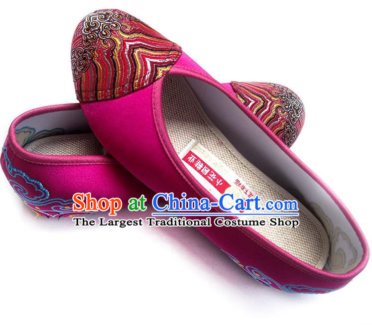 China Embroidered Rosy Satin Shoes Traditional Wedding Bride Shoes National Women Shoes