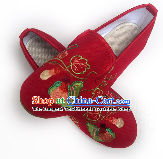 China National Red Flax Shoes Women Shoes Traditional Wedding Shoes