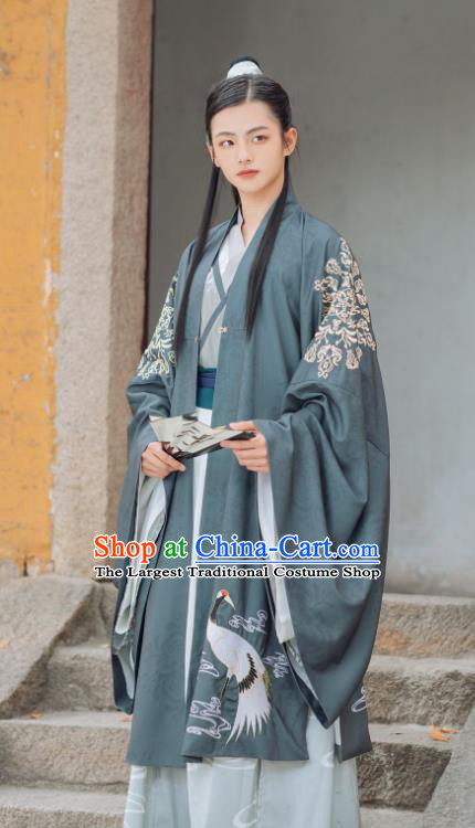China Ancient Scholar Embroidered Costumes Traditional Ming Dynasty Noble Childe Clothing for Men