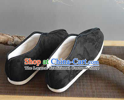 China Traditional Black Cloth Shoes National Cotton Padded Shoes Elderly Women Shoes