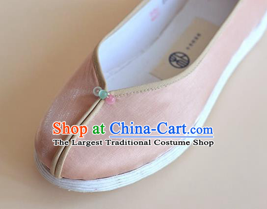 China Traditional Hanfu Pink Satin Shoes National Young Lady Shoes