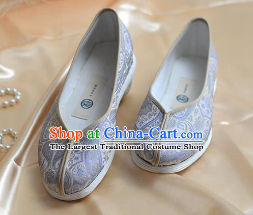 China National Women Shoes Traditional Hanfu Lilac Brocade Shoes Kung Fu Shoes