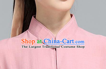 China Martial Arts Competition Pink Uniforms Tai Chi Performance Clothing Kung Fu Embroidered Costumes