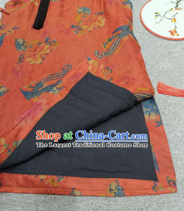 Chinese Classical Phoenix Pattern Red Qipao Dress Traditional Silk Cheongsam National Women Clothing