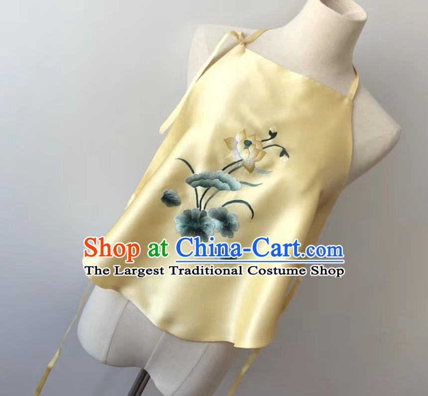 Chinese Tang Suit Women Underwear Embroidered Lotus Bellyband National Yellow Silk Stomachers