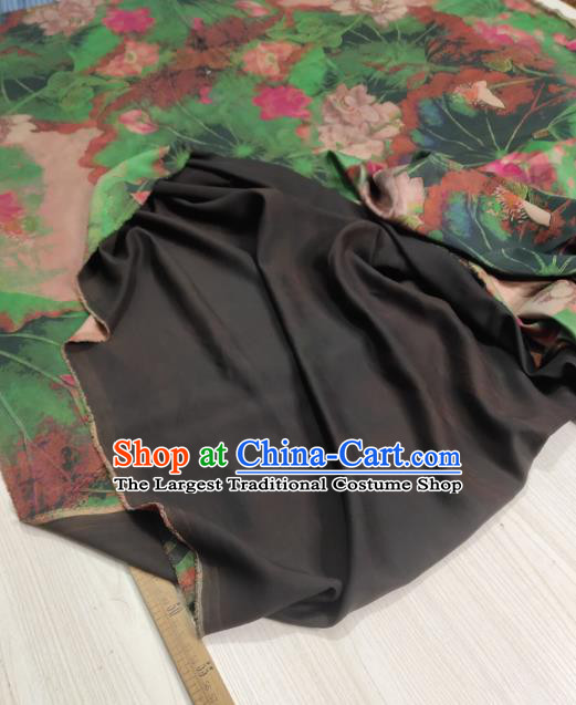 China Classical Lotus Pattern Green Silk Fabric Traditional Gambiered Guangdong Gauze