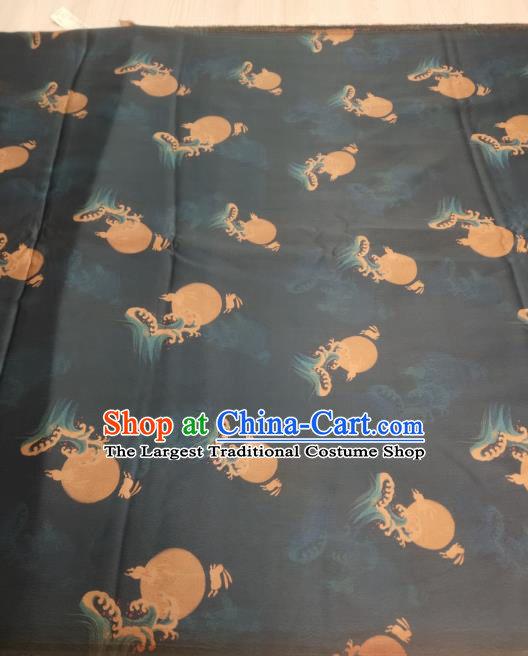 China Cheongsam Fabric Classical Wave Moon Pattern Black Silk Traditional Gambiered Guangdong Gauze