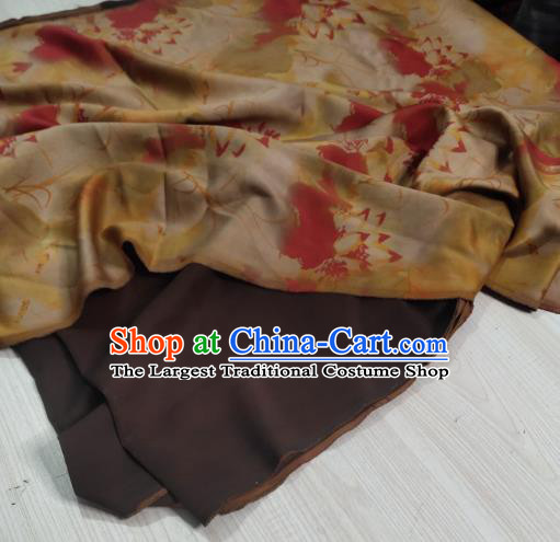 China Traditional Gambiered Guangdong Gauze Cheongsam Satin Fabric Classical Lotus Pattern Yellow Silk