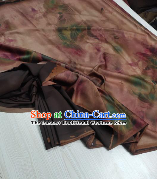 China Classical Silk Cloth Traditional Pink Lotus Pattern Gambiered Guangdong Gauze Cheongsam Satin Fabric