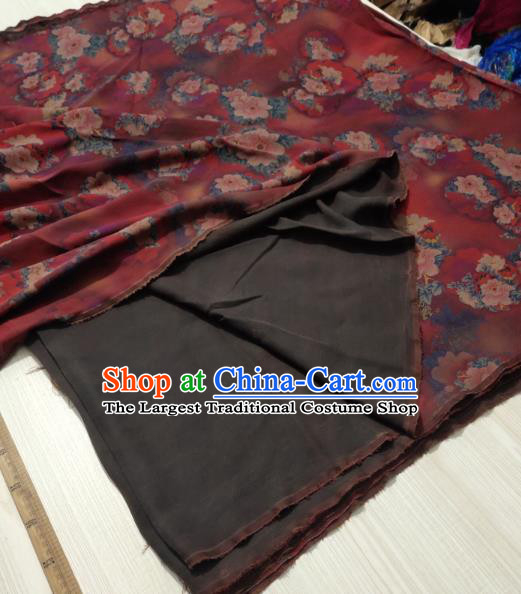 China Traditional Silk Fabric Classical Camellia Pattern Red Satin Cloth Cheongsam Gambiered Guangdong Gauze