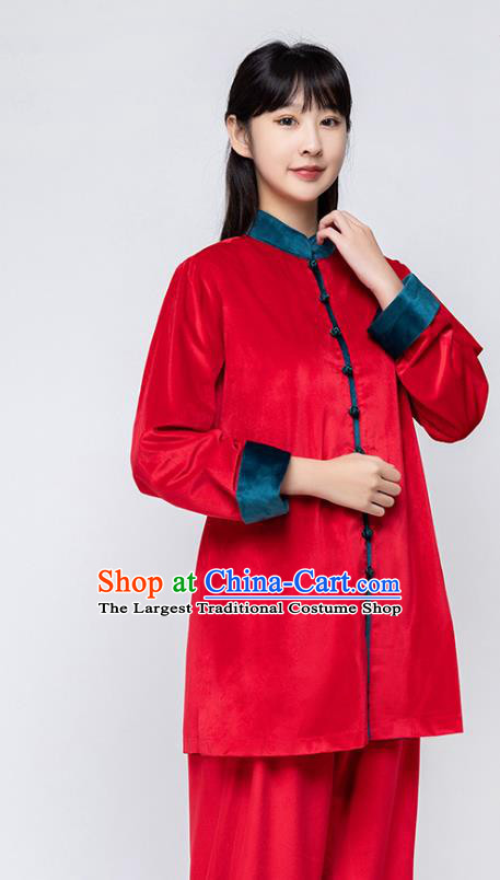 China Martial Arts Competition Clothing Woman Tai Chi Training Red Uniforms Traditional Kung Fu Costumes