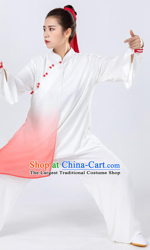 China Traditional Tai Chi Competition Clothing Winter Woman Kung Fu Wushu Red Chiffon Uniforms