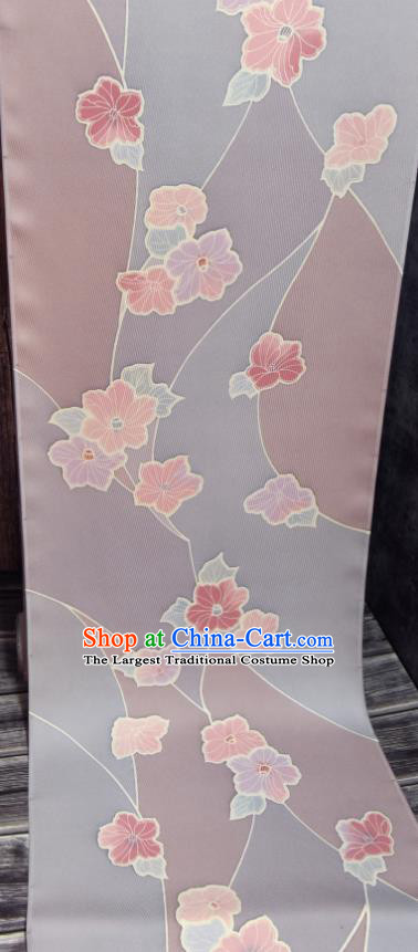 Asian Japan Flowers Pattern Brocade Tapestry Traditional Japanese Kimono Lilac Silk Fabric