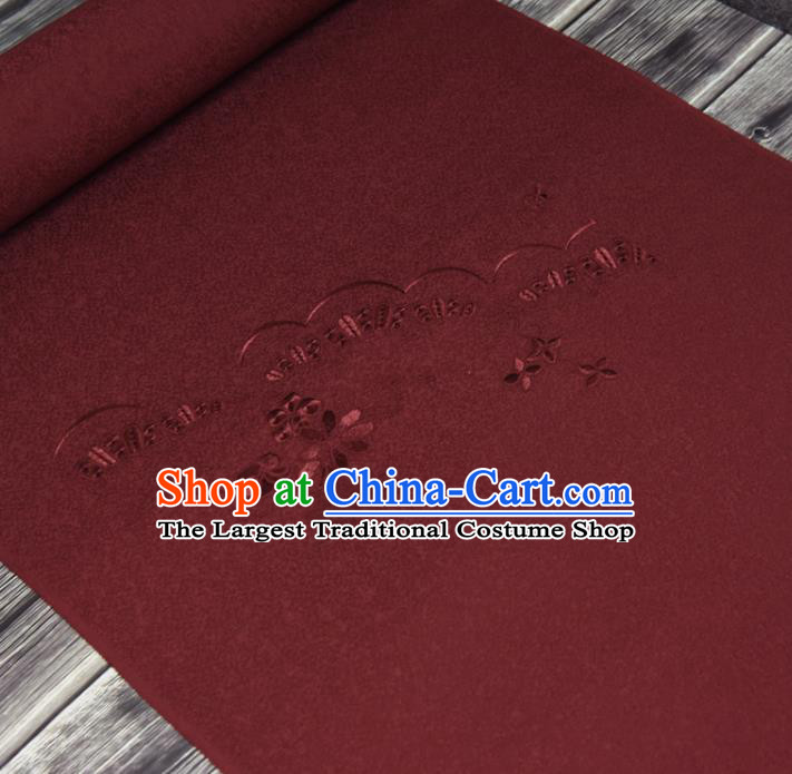 Traditional Japanese Kimono Dark Red Silk Fabric Asian Japan Classical Embroidered Pattern Brocade Tapestry