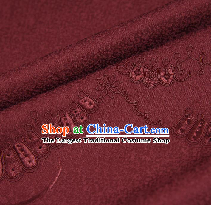 Traditional Japanese Kimono Dark Red Silk Fabric Asian Japan Classical Embroidered Pattern Brocade Tapestry