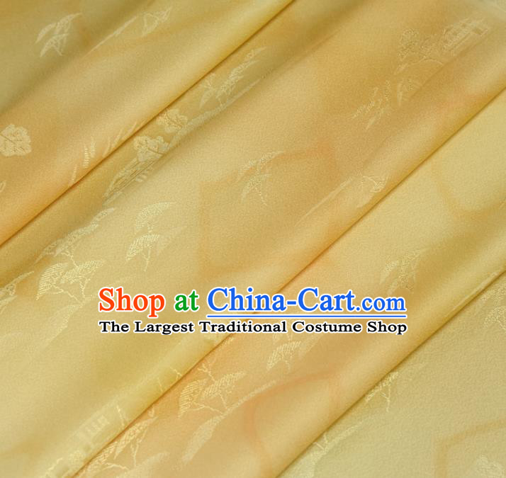 Asian Japan Brocade Tapestry Traditional Qipao Dress Light Yellow Silk Fabric