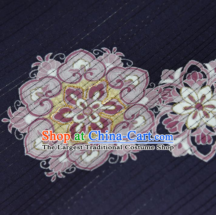 Traditional Japanese Kimono Purple Pure Silk Fabric Asian Japan Classical Baoxiang Pattern Brocade Tapestry