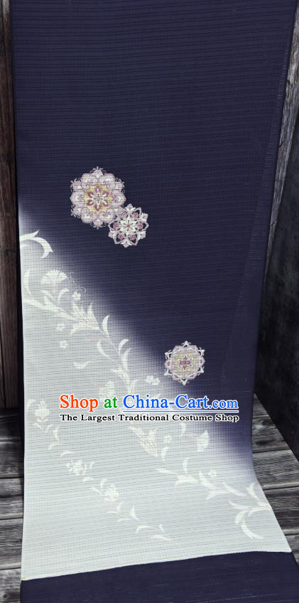 Traditional Japanese Kimono Purple Pure Silk Fabric Asian Japan Classical Baoxiang Pattern Brocade Tapestry