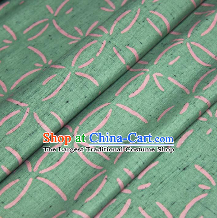 Traditional Japanese Kimono Pure Silk Fabric Asian Japan Classical Wafuku Light Green Cloth Material