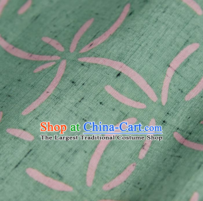 Traditional Japanese Kimono Pure Silk Fabric Asian Japan Classical Wafuku Light Green Cloth Material