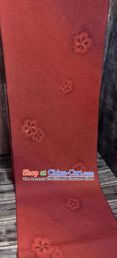 Traditional Japanese Yukata Pure Silk Fabric Asian Japan Kimono Classical Sakura Pattern Dark Red Brocade Material