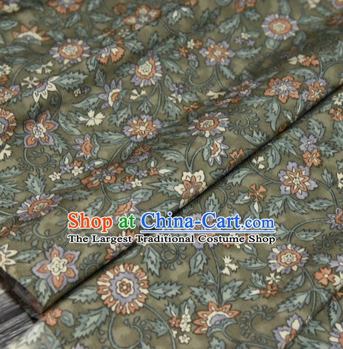Traditional Japanese Belt Silk Fabric Asian Japan Kimono Classical Flowers Pattern Green Brocade Material