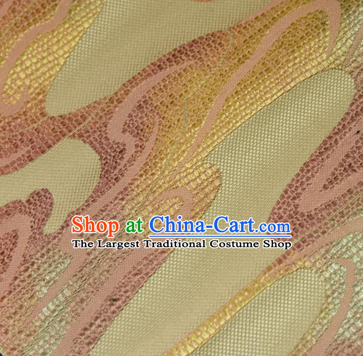 Traditional Japanese Belt Silk Fabric Asian Japan Kimono Classical Yellow Brocade Material