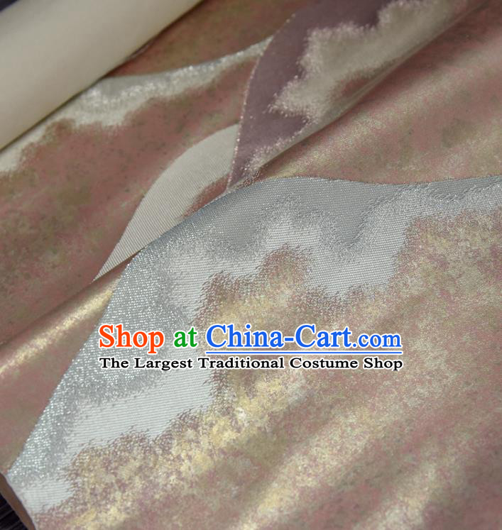 Traditional Japanese Classical Fuji Mount Pattern Silk Fabric Asian Japan Kimono Belt Pink Brocade Material