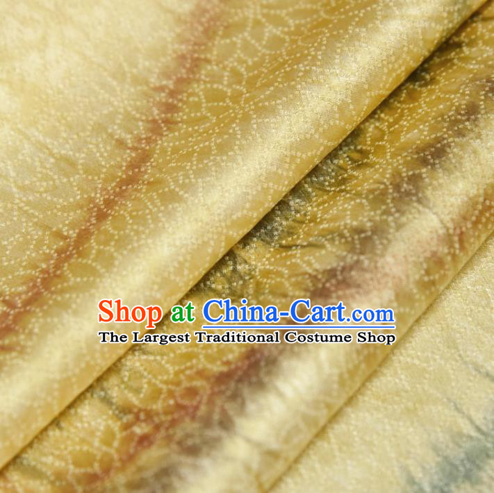 Asian Japan Classical Kimono Brocade Tapestry Traditional Qipao Dress Light Yellow Silk Fabric
