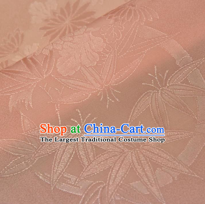 Asian Japan Kimono Brocade Jacquard Tapestry Traditional Sakura Pattern Pink Silk Fabric
