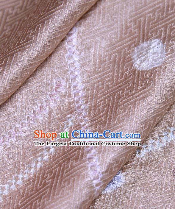 Asian Japan Furisode Kimono Brocade Fabric Traditional Hanfu Dress Champagne Silk