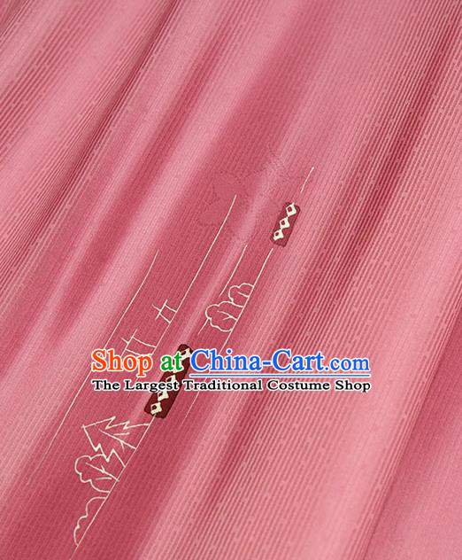 Asian Japan Haori Kimono Brocade Fabric Traditional Hanfu Dress Rosy Silk Cloth