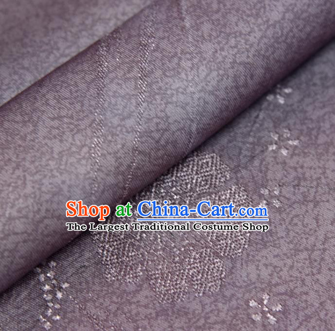 Traditional Japanese Sakura Pattern Pure Silk Fabric Asian Japan Kimono Dark Purple Brocade Material